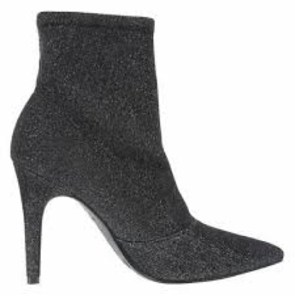 Brash Sparkle Black/Silver Ankle stretch Boots 7.5
